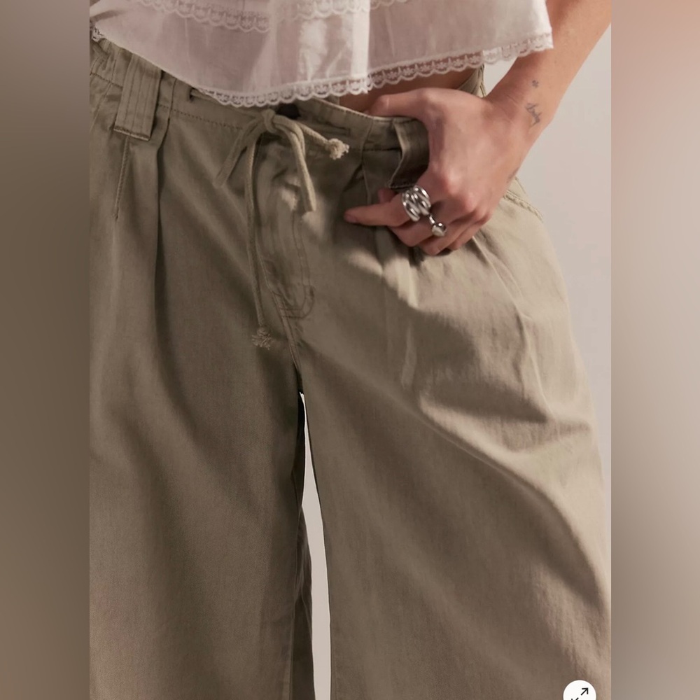 Free People Julien Wide Leg Chino Trousers size Large - Picture 4 of 14